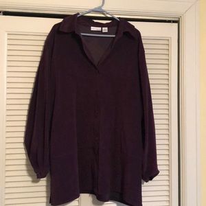 Button down suede purple shirt